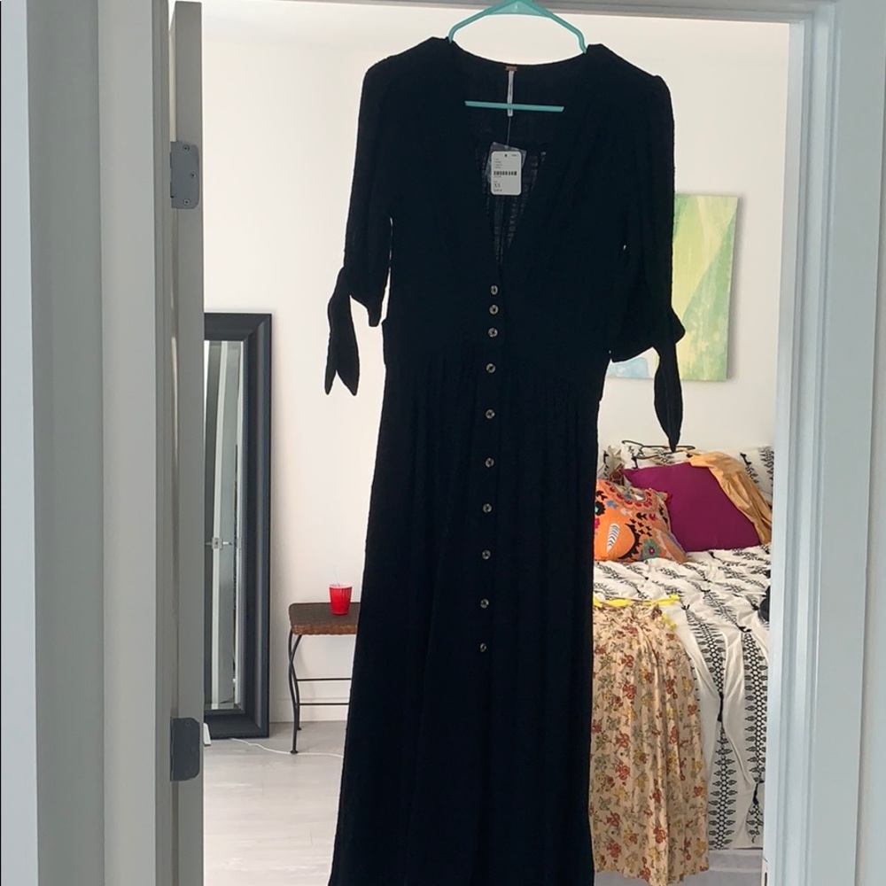 Free people Love of my Life Midi Dress, Black. XS